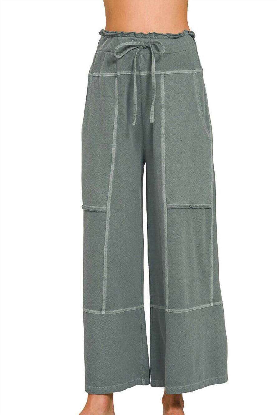 NEW ZENANA lindsey palazzo pants in ash jade